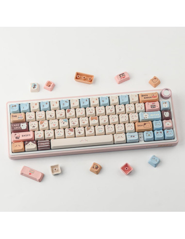 Teclas PBT 142 Lindas de Gato Sal Marina para Teclados Mecánicos