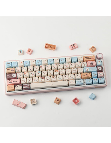 Teclas PBT 142 Lindas de Gato Sal Marina para Teclados Mecánicos