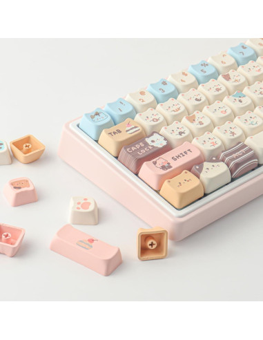 Teclas PBT 142 Lindas de Gato Sal Marina para Teclados Mecánicos