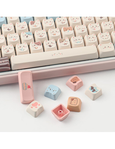 Teclas PBT 142 Lindas de Gato Sal Marina para Teclados Mecánicos