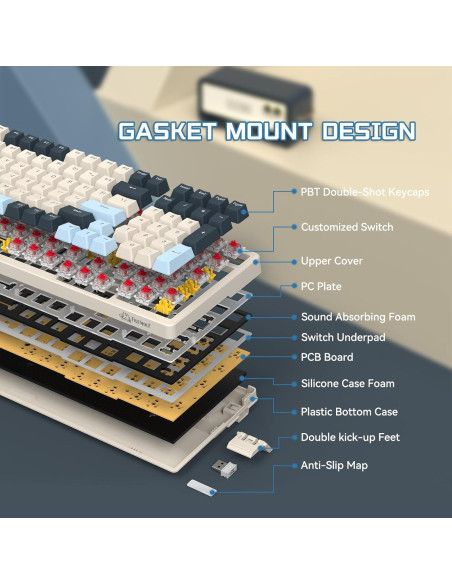 Teclado Mecánico Inalámbrico Attack Shark K8 RGB 100 Teclas Teclado Mecánico Inalámbrico Attack Shark K8 RGB 100 Teclas