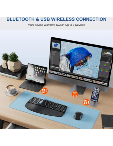 Combo Teclado y Ratón Inalámbricos Ergonómicos EDJO MK835 Combo Teclado y Ratón Inalámbricos Ergonómicos EDJO MK835