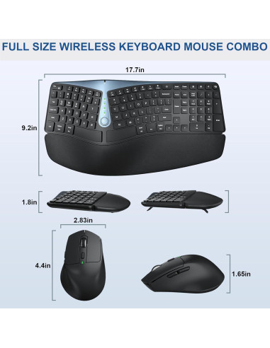 Combo Teclado y Ratón Inalámbricos Ergonómicos EDJO MK835