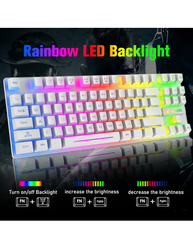 Combo Teclado y Ratón Inalámbrico RGB LexonElec 87 Teclas