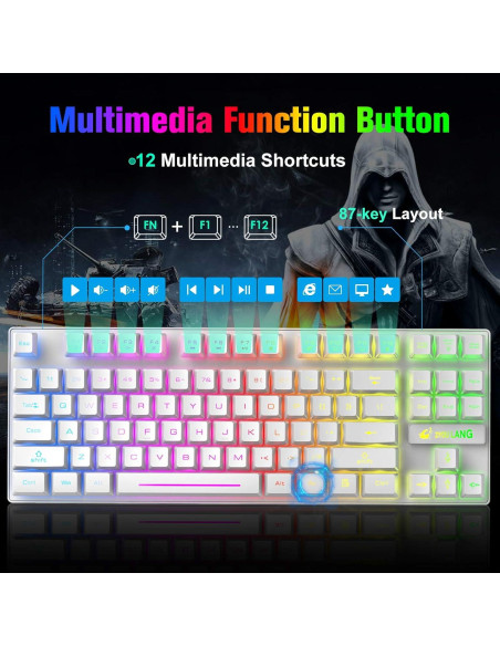 Combo Teclado y Ratón Inalámbrico RGB LexonElec 87 Teclas Combo Teclado y Ratón Inalámbrico RGB LexonElec 87 Teclas