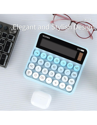 Calculadora Mecánica NGIFERA 12 Dígitos Pantalla Grande Azul