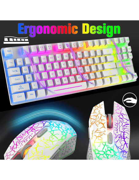 Combo Teclado y Ratón Inalámbrico RGB LexonElec 87 Teclas Combo Teclado y Ratón Inalámbrico RGB LexonElec 87 Teclas