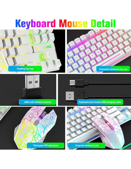 Combo Teclado y Ratón Inalámbrico RGB LexonElec 87 Teclas Combo Teclado y Ratón Inalámbrico RGB LexonElec 87 Teclas