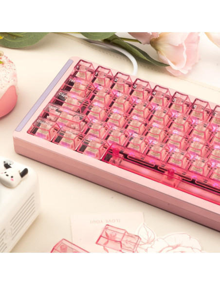 Teclas Mecánicas Transparentes Rosa GEKUCAP 157 Teclas Cherry