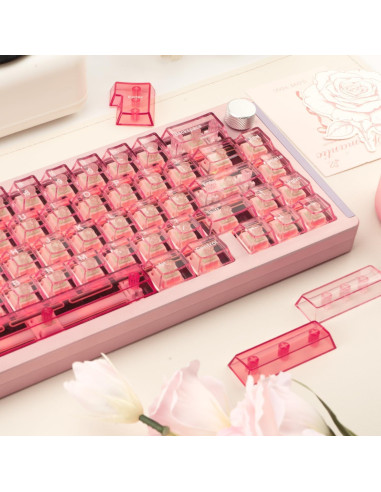 Teclas Mecánicas Transparentes Rosa GEKUCAP 157 Teclas Cherry