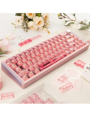Teclas Mecánicas Transparentes Rosa GEKUCAP 157 Teclas Cherry