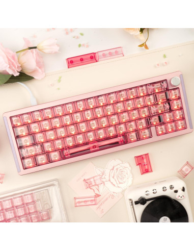 Teclas Mecánicas Transparentes Rosa GEKUCAP 157 Teclas Cherry