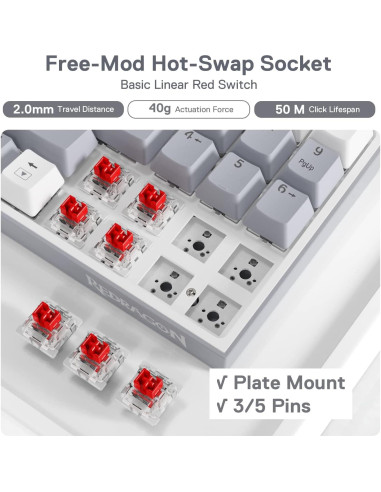 Teclado Mecánico Redragon K628 Pollux 75% RGB Con Cable