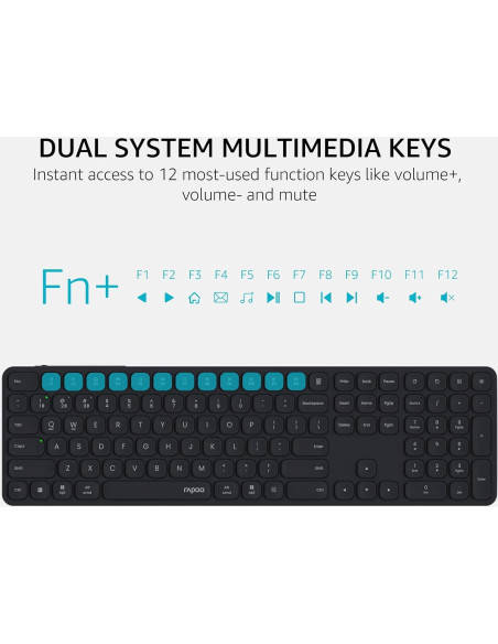 Combo Teclado y Ratón Inalámbrico Rapoo 9560M, USB-C, Silencioso