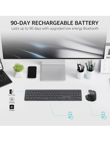 Combo Teclado y Ratón Inalámbrico Rapoo 9560M, USB-C, Silencioso