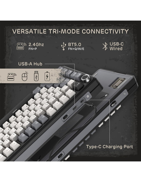 Teclado Mecánico RK Royal Kludge L75 TKL Inalámbrico RGB
