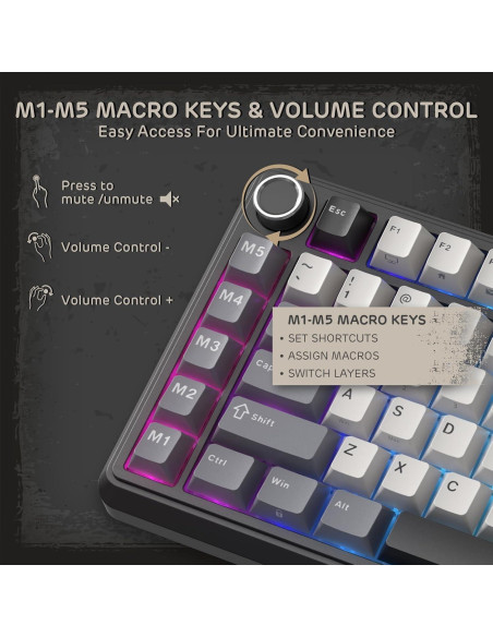 Teclado Mecánico RK Royal Kludge L75 TKL Inalámbrico RGB
