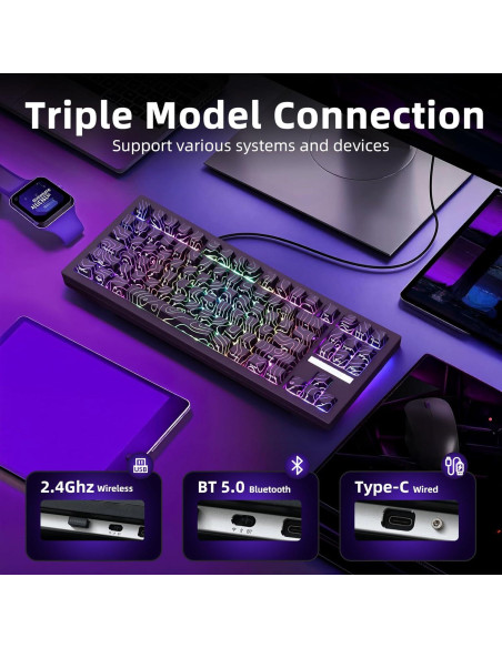 Teclado Mecánico Inalámbrico ZORNHER ZH870 80% RGB Negro