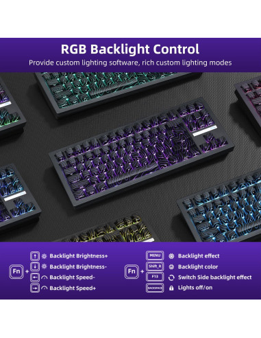 Teclado Mecánico Inalámbrico ZORNHER ZH870 80% RGB Negro