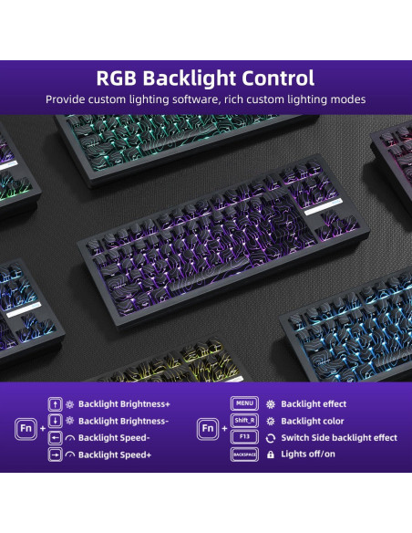 Teclado Mecánico Inalámbrico ZORNHER ZH870 80% RGB Negro