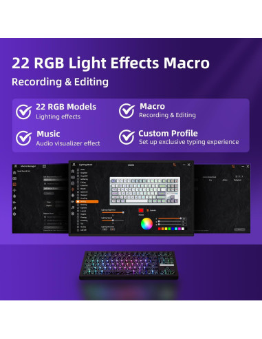 Teclado Mecánico Inalámbrico ZORNHER ZH870 80% RGB Negro