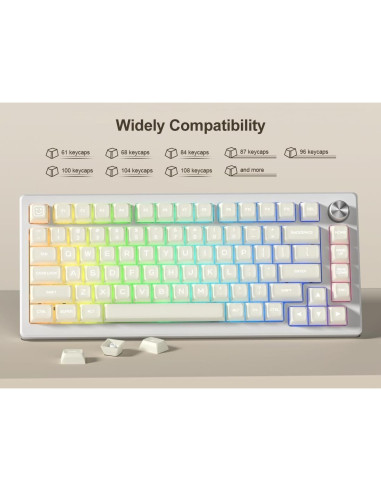 Keycaps Dagaladoo Jade Blanca 140 Teclas PBT Doble Tiro