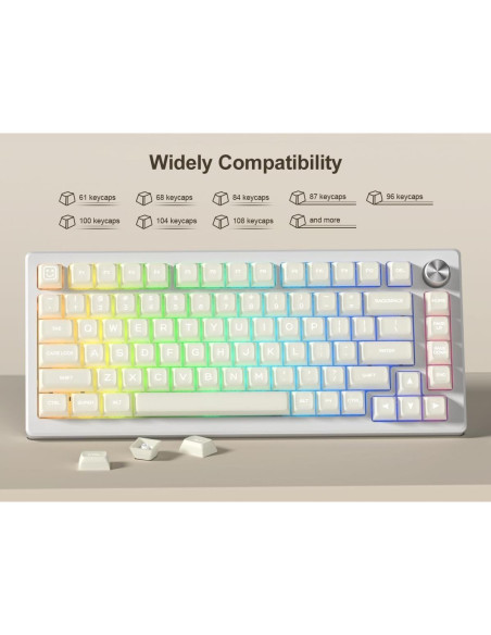 Keycaps Dagaladoo Jade Blanca 140 Teclas PBT Doble Tiro