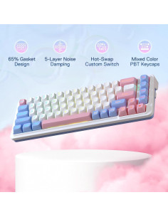 Teclado Gaming Inalámbrico Redragon K709 PRO Rosa 68 Teclas 2