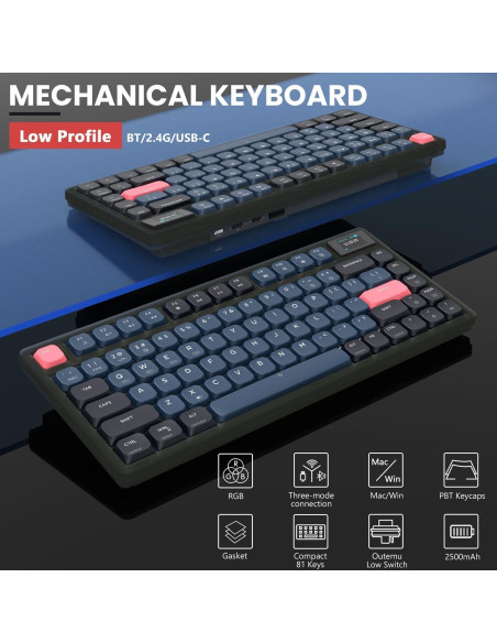 Teclado Mecánico Inalámbrico Attack Shark AK832, 75% TKL, RGB Teclado Mecánico Inalámbrico Attack Shark AK832, 75% TKL, RGB