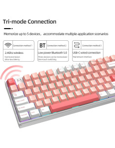 Teclado Mecánico Inalámbrico IROK TP87 TKL RGB PBT Blanco/Rojo 2