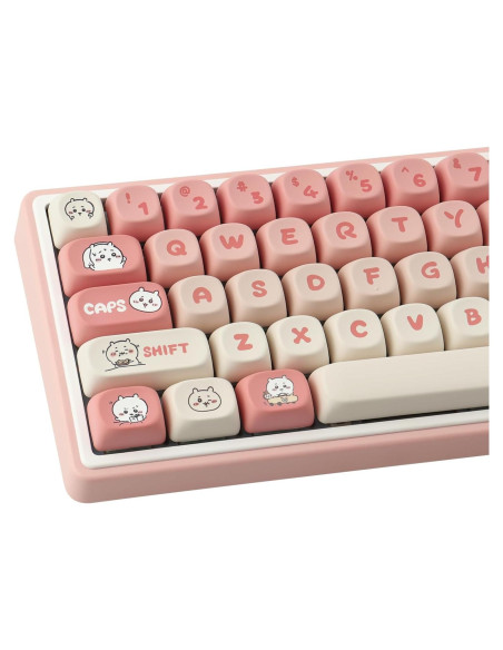 Juego de Teclas Mecánicas PBT 139 Teclas Rosa Kawaii Tyrixki