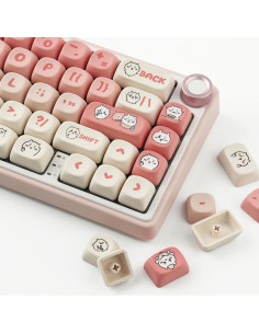 Juego de Teclas Mecánicas PBT 139 Teclas Rosa Kawaii Tyrixki 2