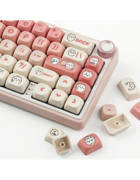 Juego de Teclas Mecánicas PBT 139 Teclas Rosa Kawaii Tyrixki