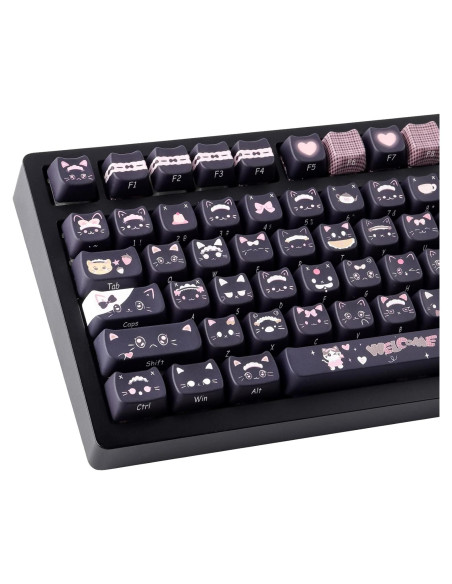 Conjunto de Teclas PBT Gato Negro TYRIXKI 142 Teclas MAO