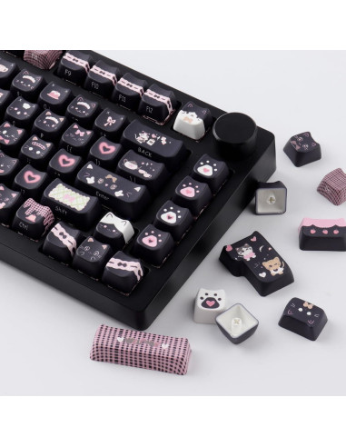 Conjunto de Teclas PBT Gato Negro TYRIXKI 142 Teclas MAO