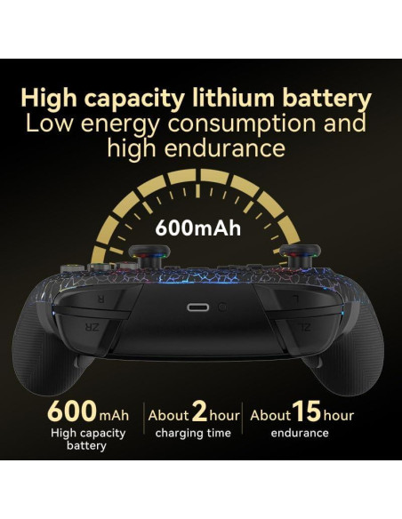 Controlador Inalámbrico Pro RALAN Negro para Nintendo Switch