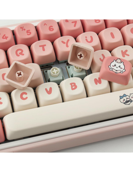 Juego de Teclas Mecánicas PBT 139 Teclas Rosa Kawaii Tyrixki