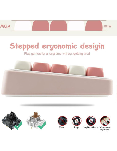 Juego de Teclas Mecánicas PBT 139 Teclas Rosa Kawaii Tyrixki