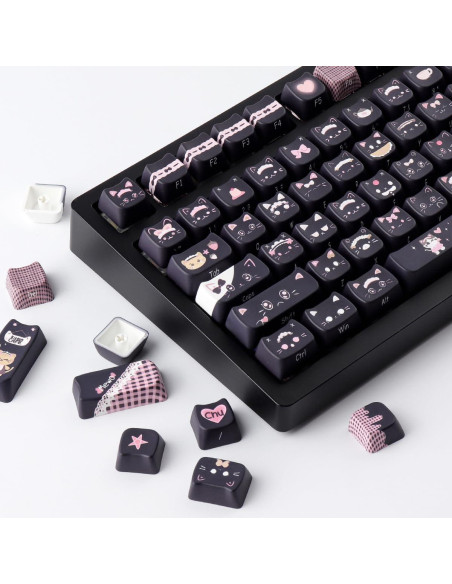 Conjunto de Teclas PBT Gato Negro TYRIXKI 142 Teclas MAO