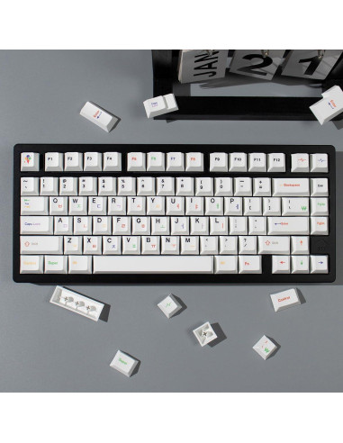 Conjunto de 144 Teclas Blancas Mintcaps PBT Cherry para Teclados