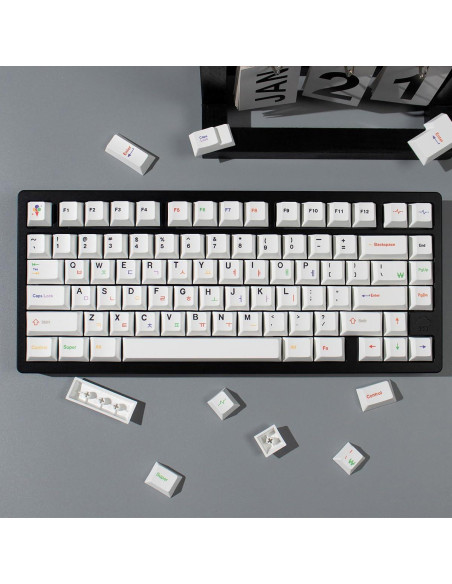 Conjunto de 144 Teclas Blancas Mintcaps PBT Cherry para Teclados