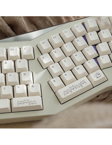 Conjunto de Keycaps PBT de Gato SUEHIODHY 151 Teclas Blanco Lechoso