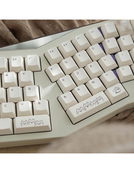 Conjunto de Keycaps PBT de Gato SUEHIODHY 151 Teclas Blanco Lechoso
