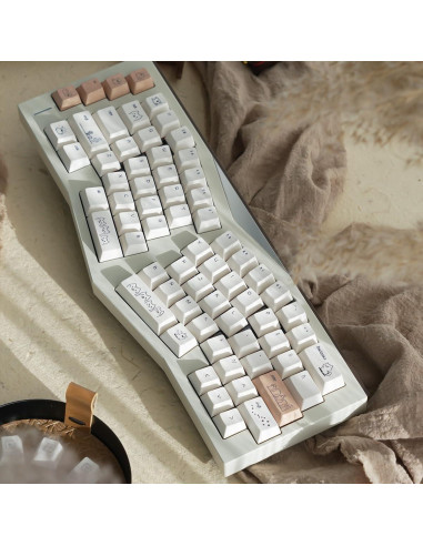 Conjunto de Keycaps PBT de Gato SUEHIODHY 151 Teclas Blanco Lechoso