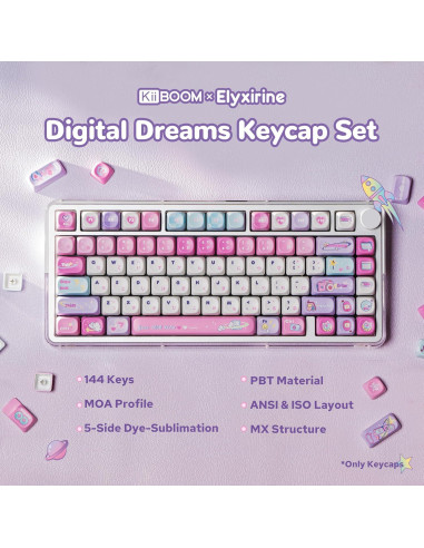 Conjunto de Teclas Mecánicas KiiBoom Y2K 144 PBT Pastel