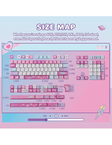 Conjunto de Teclas Mecánicas KiiBoom Y2K 144 PBT Pastel