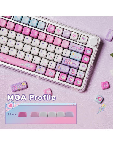 Conjunto de Teclas Mecánicas KiiBoom Y2K 144 PBT Pastel