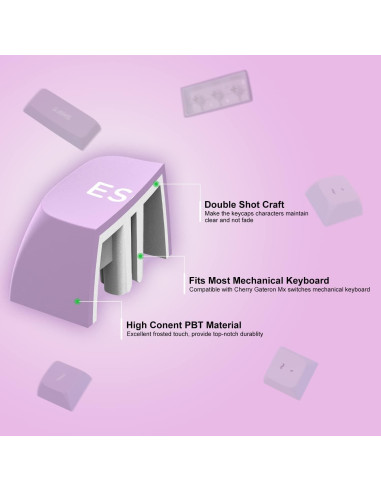 Conjunto de Teclas PBT Dagaladoo 189 Teclas Blancas/Púrpuras