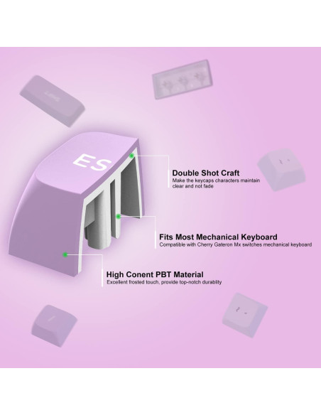 Conjunto de Teclas PBT Dagaladoo 189 Teclas Blancas/Púrpuras
