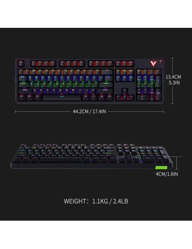 Teclado Mecánico Rapoo V500Pro RGB 104 Teclas Anti-Ghosting